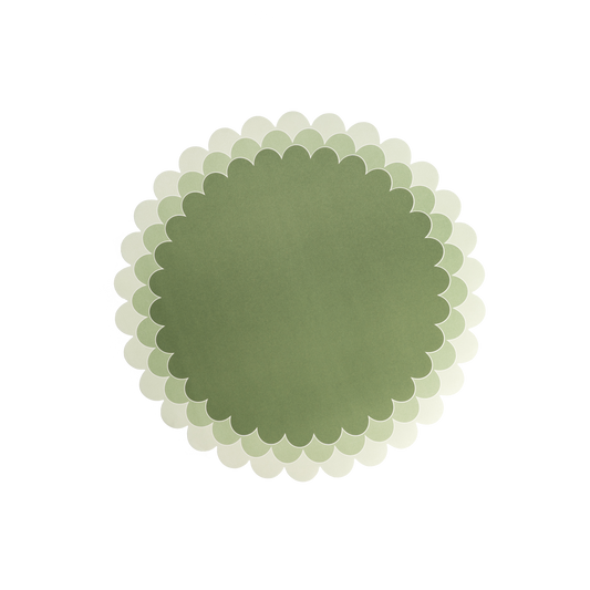 SPR23-PL1- Green Ombre Scallop Paper Placemats