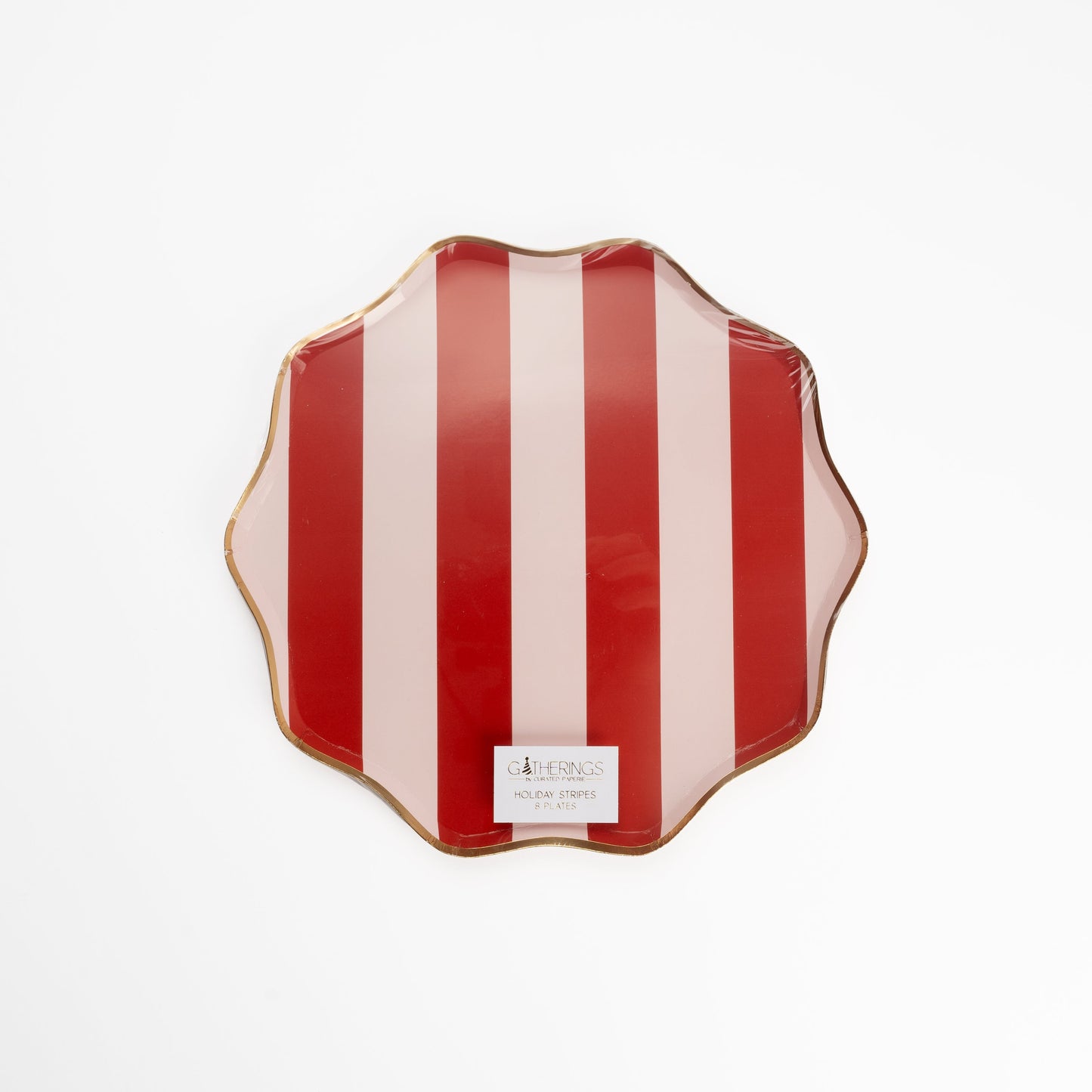 HOL24-DNP1- Red Holiday Stripes Dinner Plates