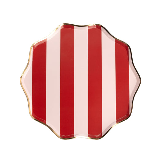 HOL24-DNP1- Red Holiday Stripes Dinner Plates