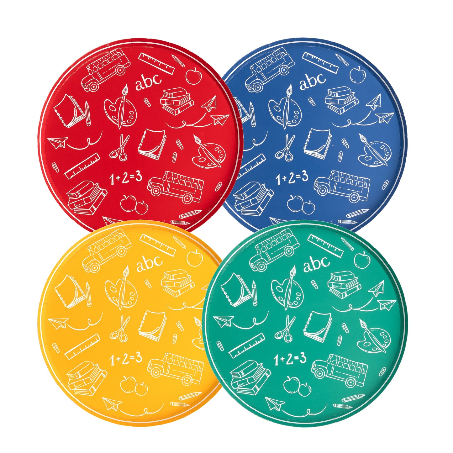 SCH24-DP1- School Days Assorted Icon Dessert Plates