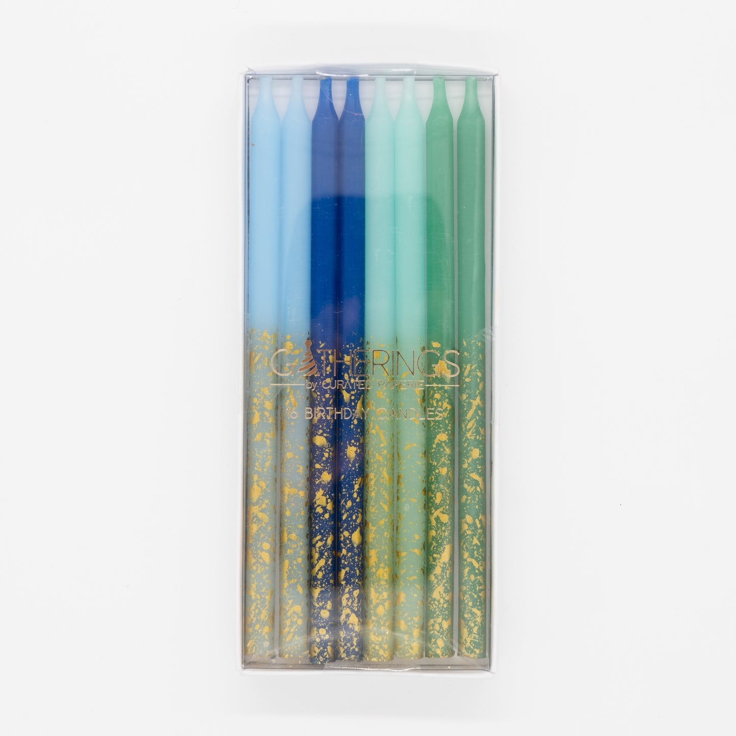 Blue & Green Tones Candles with Gold Leaf