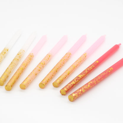 Pink Tones Candles with Gold Leaf
