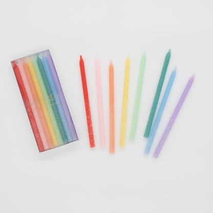 Rainbow Multicolor Candles with Iridescent Glitter