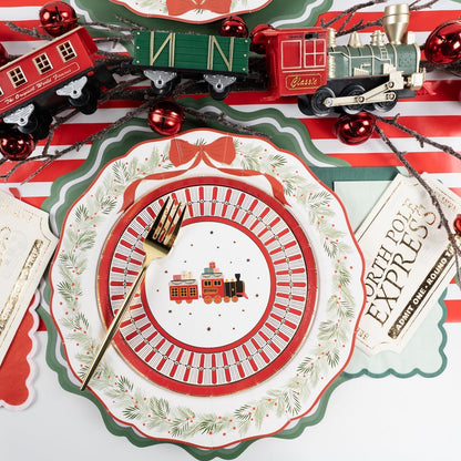 HOL25-DP9- North Pole Express Dessert Plate