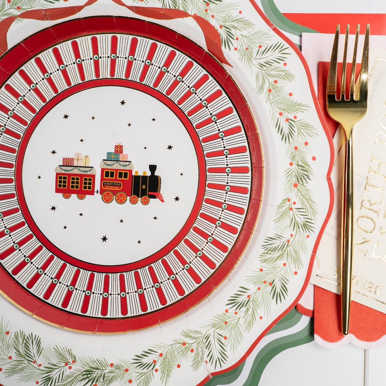 HOL25-DP9- North Pole Express Dessert Plate
