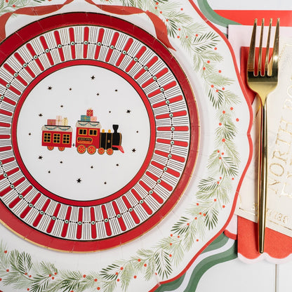 HOL25-DP9- North Pole Express Dessert Plate
