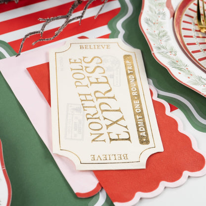 HOL25-CN9- North Pole Express Ticket Napkin