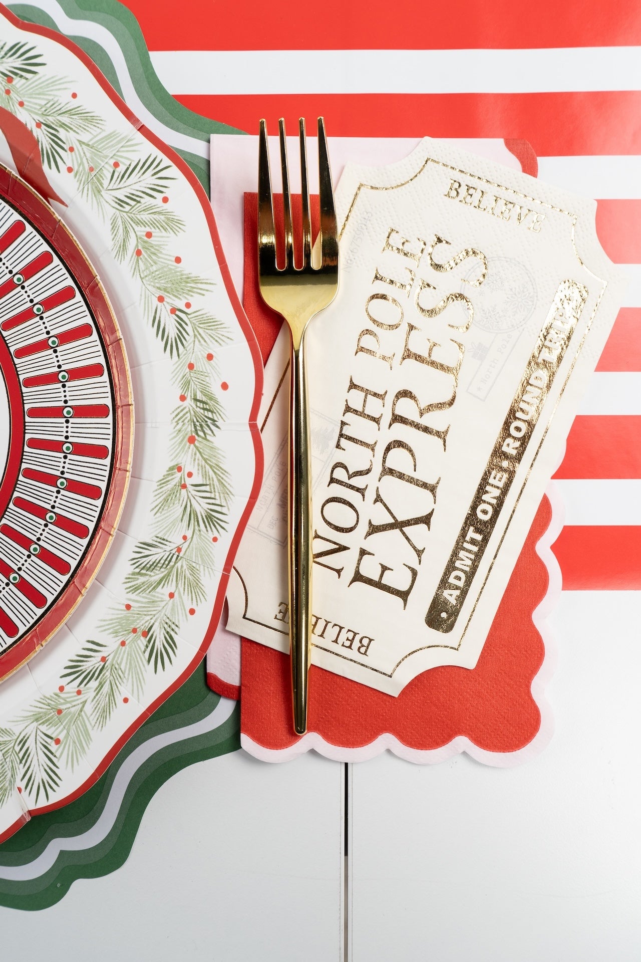 HOL25-CN9- North Pole Express Ticket Napkin