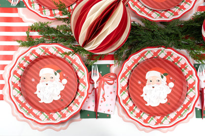 Jolly Santa Vintage Christmas Dessert Plates