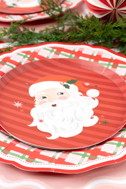 Jolly Santa Vintage Christmas Dessert Plates