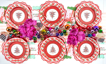 Red Elegant Plaid Dinner Plates