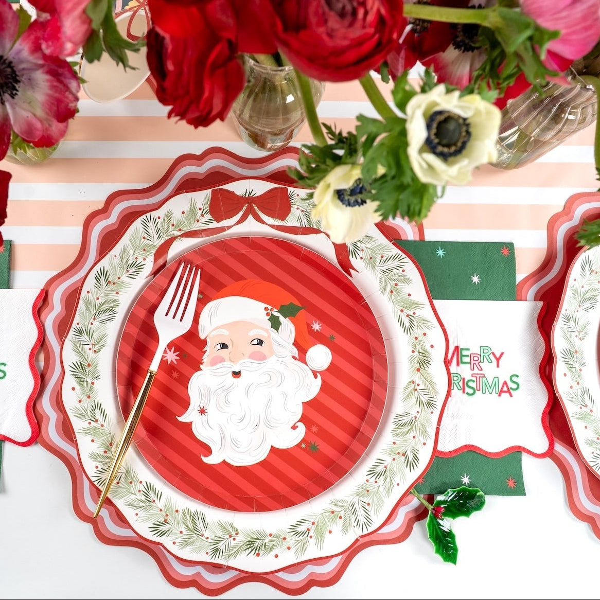 Elegant Holiday Wreath Dinner Plates