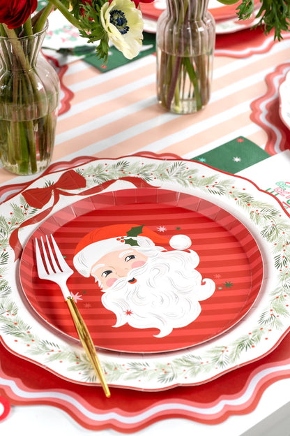 Jolly Santa Vintage Christmas Dessert Plates