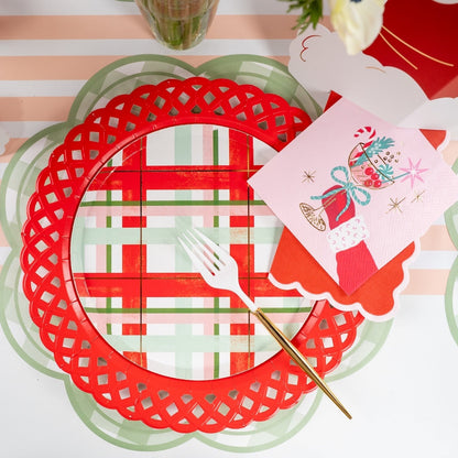 HOL25-DP6- Cheerful Plaid Small Plates