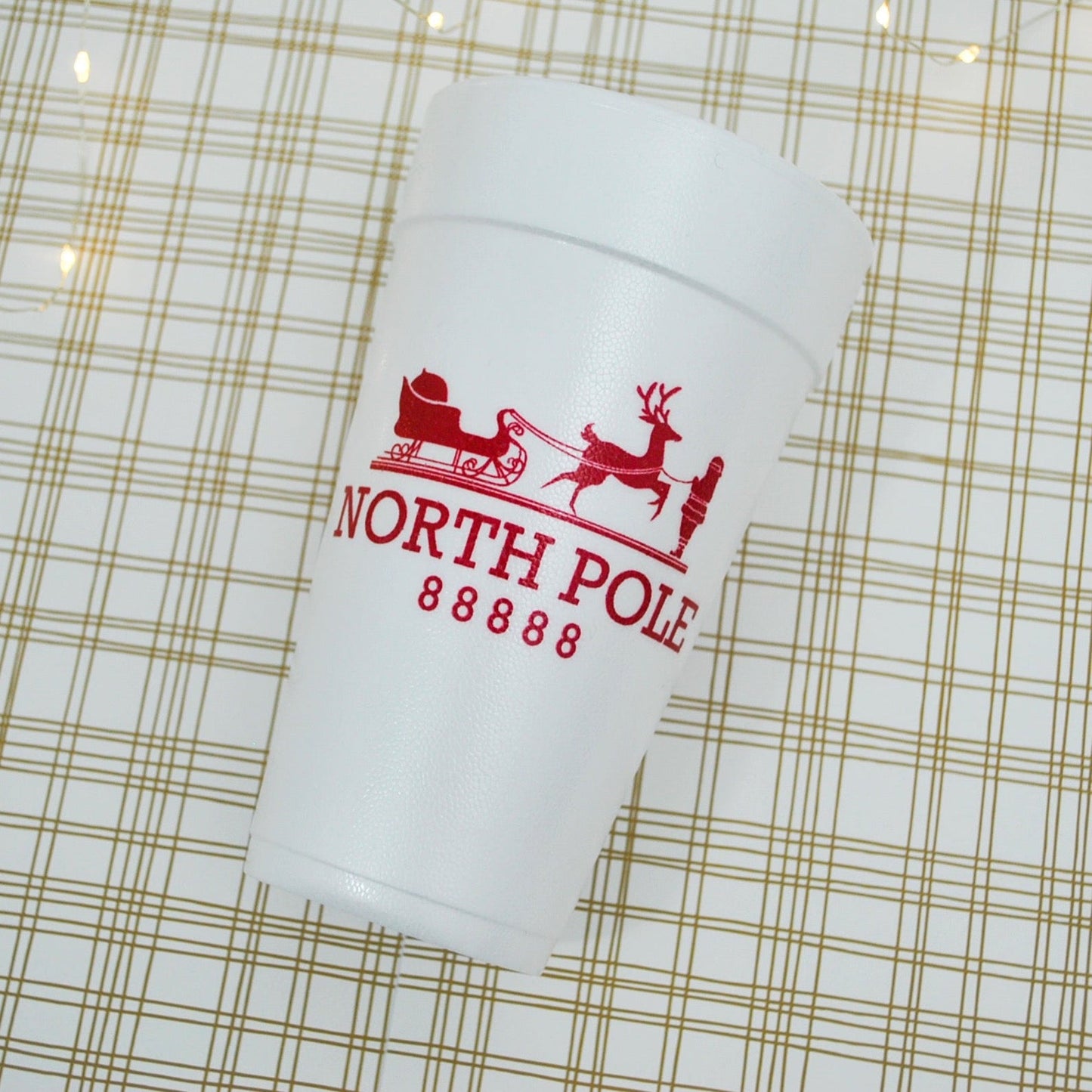 North Pole Luxury Brand Style Christmas 20oz. Foam Cups | 10 pack