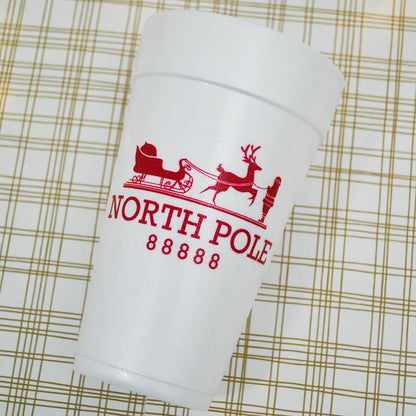 North Pole Luxury Brand Style Christmas 20oz. Foam Cups | 10 pack