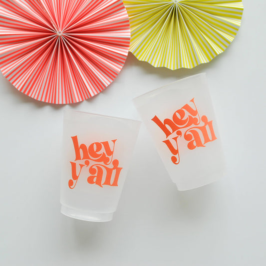 CUP-FF-YALLCORAL-128- Hey Y'all Coral Reusable Frost Flex Cups