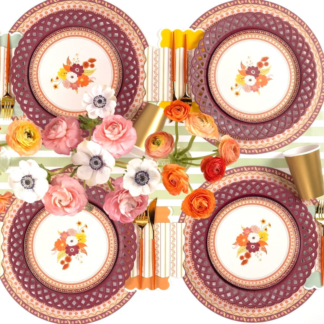 Burgundy Basketweave Dinner Plates