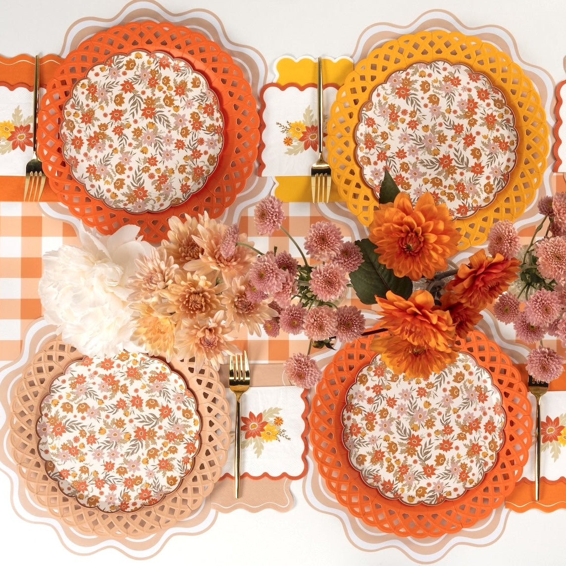 Orange Basketweave Dinner Plates