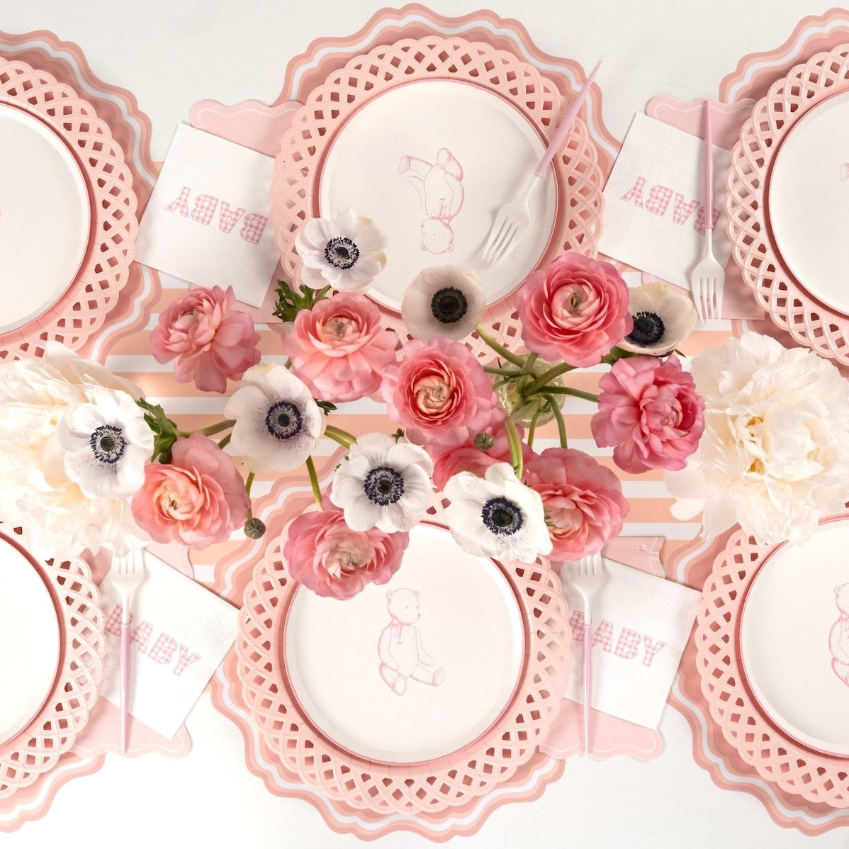 Pink Precious Baby Plaid Cocktail Napkins