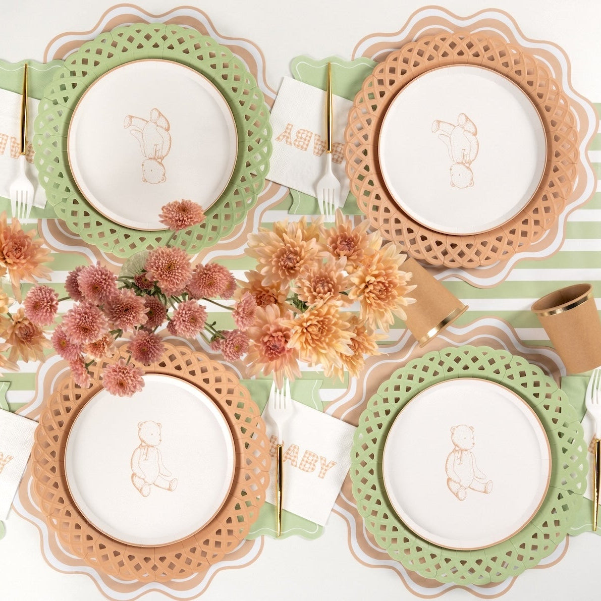 Light Brown Basketweave Dinner Plates