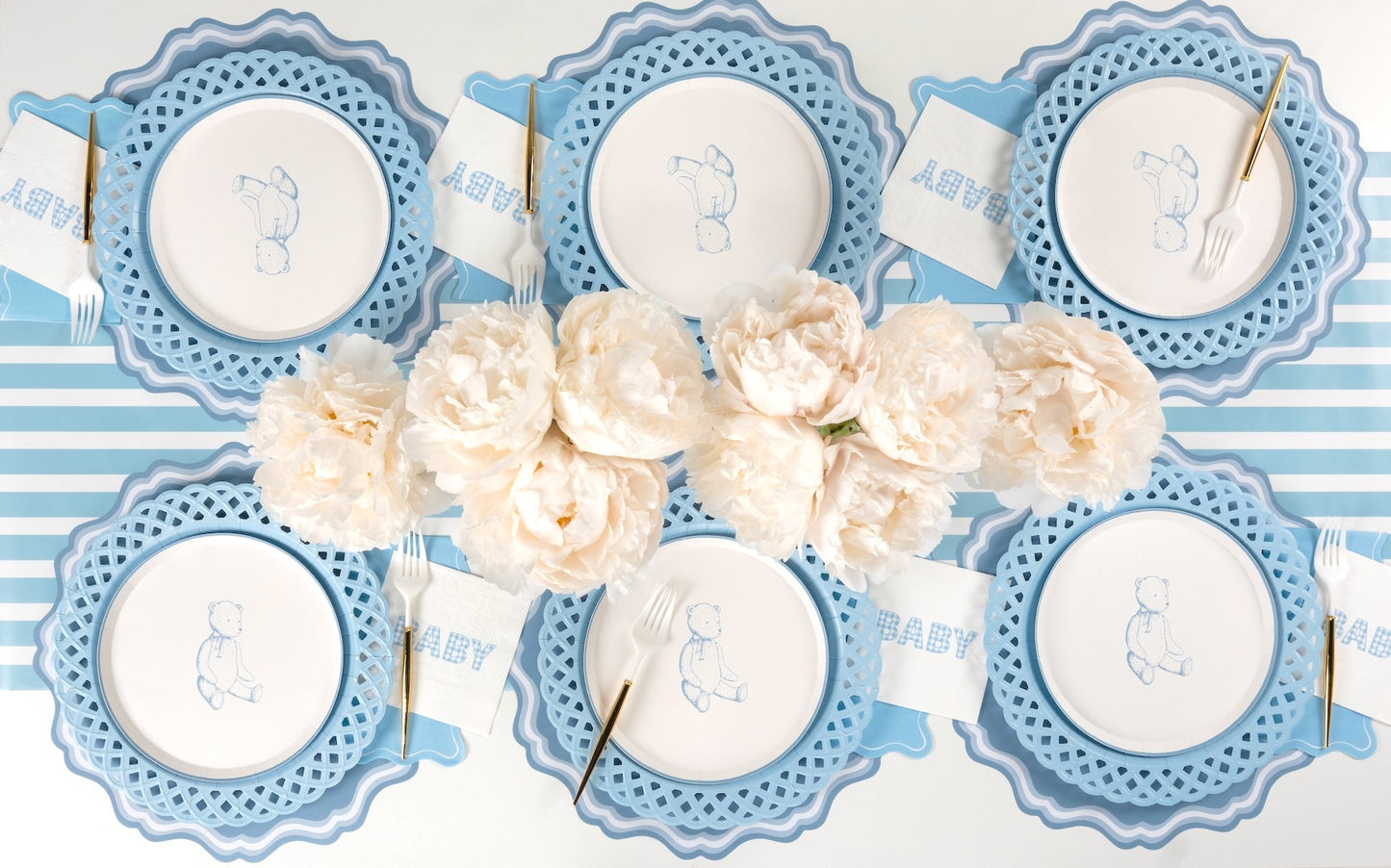 Blue Precious Baby Bear Dessert Plates