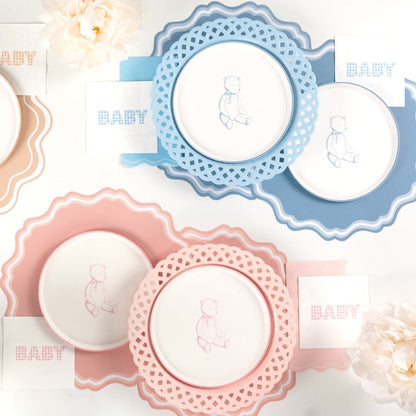 Blue Precious Baby Bear Dessert Plates