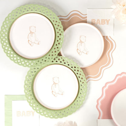 Beige Precious Baby Plaid Cocktail Napkins