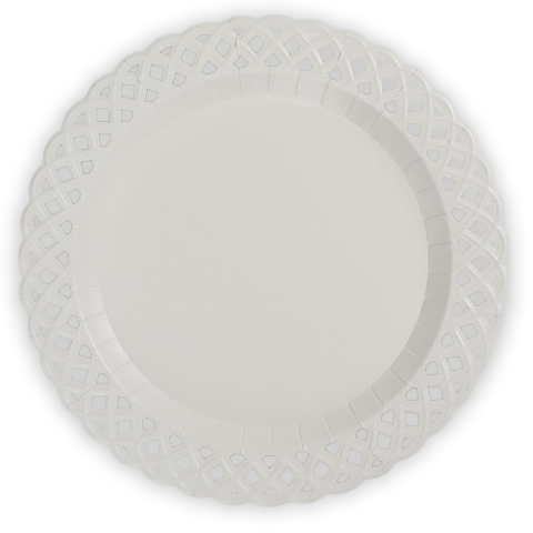 White Basketweave Dinner Paper Plates