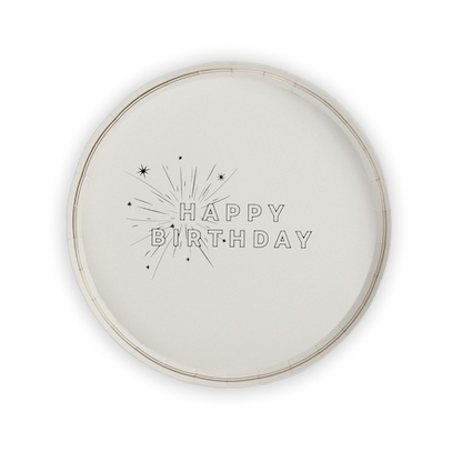 White Happy Birthday Dessert Plates