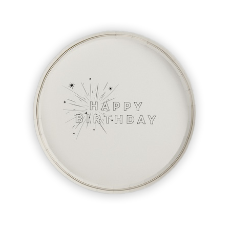 White Happy Birthday Dessert Plates