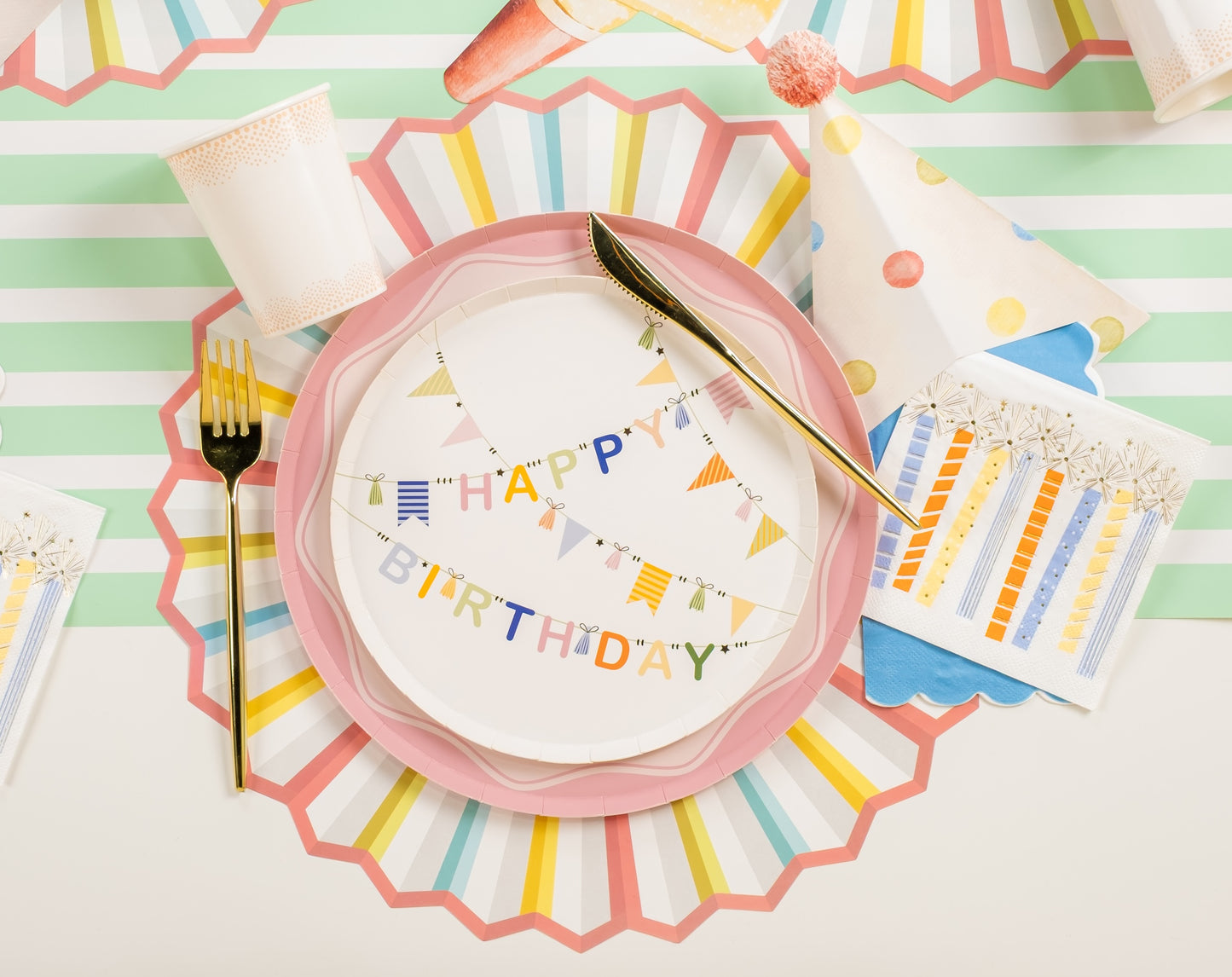 HB23-PL5- Burst of Color Fan Paper Placemat
