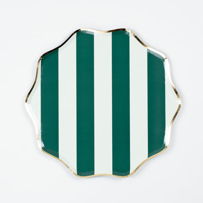 HOL25-DNP8- Green Holiday Stripes Dinner Plates