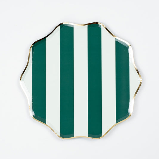 HOL25-DNP8- Green Holiday Stripes Dinner Plates