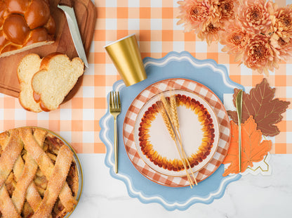 Orange Gingham Paper Table Runner