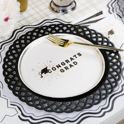 Black Basketweave Dinner Paper Plates