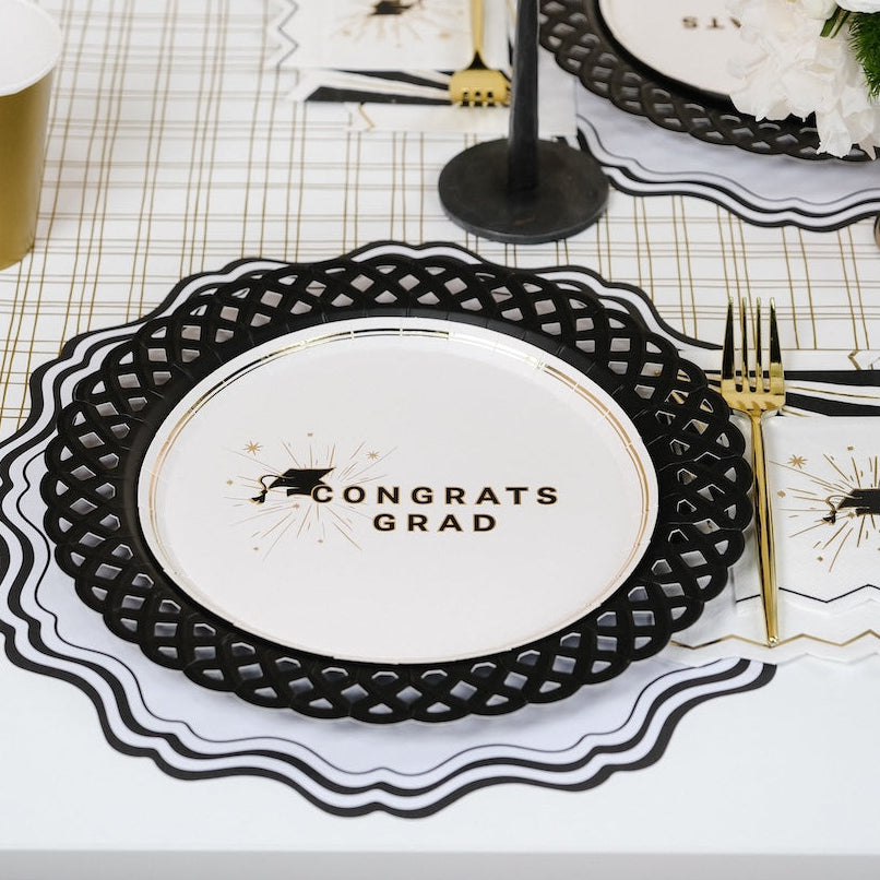 Black Basketweave Dinner Paper Plates
