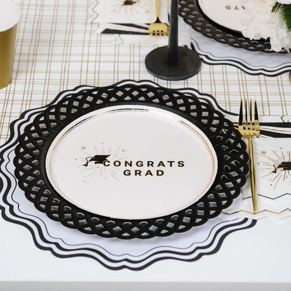 Black Basketweave Dinner Paper Plates