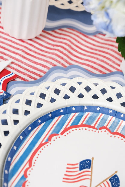 White Basketweave Dinner Paper Plates