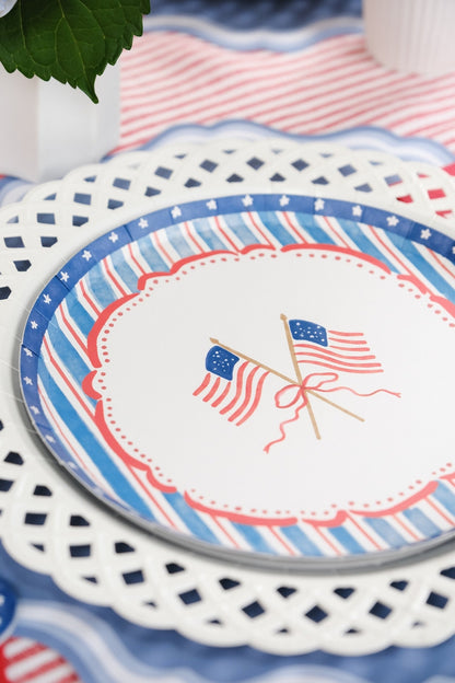 White Basketweave Dinner Paper Plates