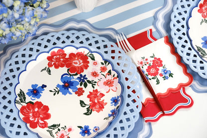 Light Blue Basketweave Dinner Paper Plates