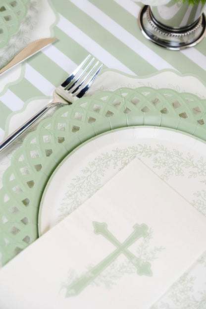 Sage Cross Floral Elegance Guest Towels