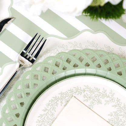 Sage Basketweave Dinner Paper Plates