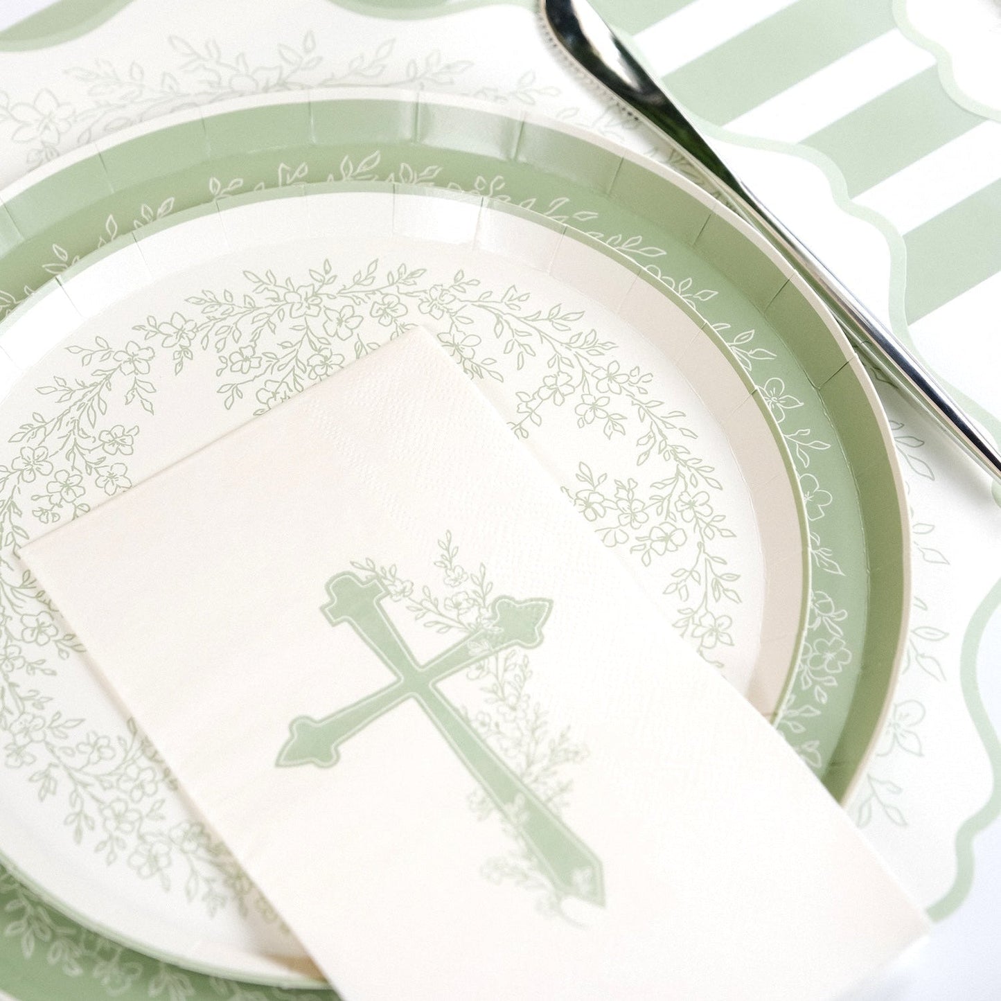 Sage Cross Floral Elegance Guest Towels