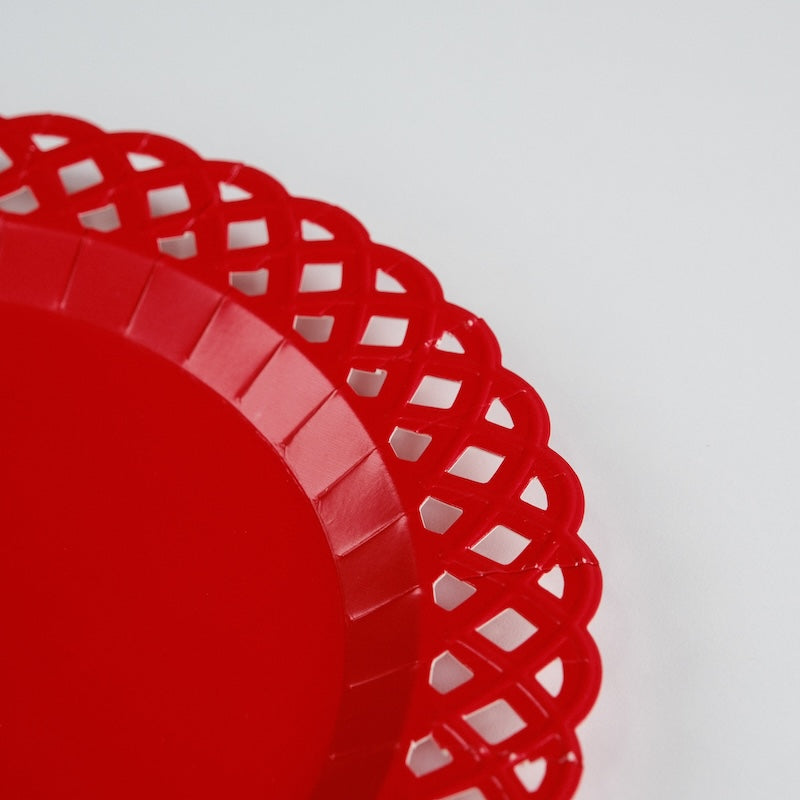 Red Basketweave Dinner Paper Plates