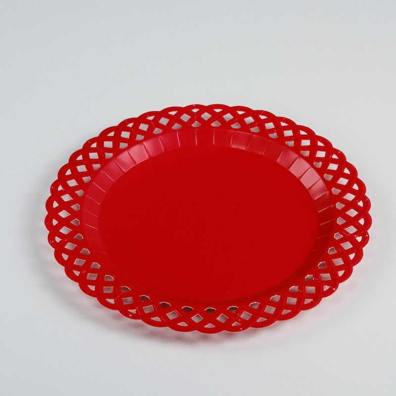 Red Basketweave Dinner Paper Plates