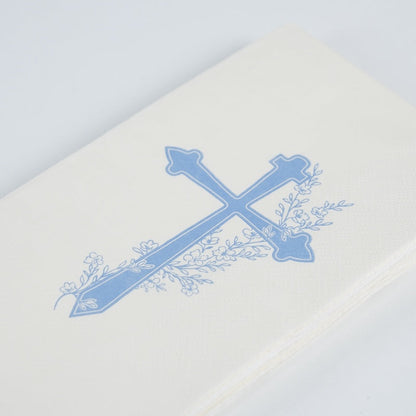 Light Blue Cross Floral Elegance Guest Towels