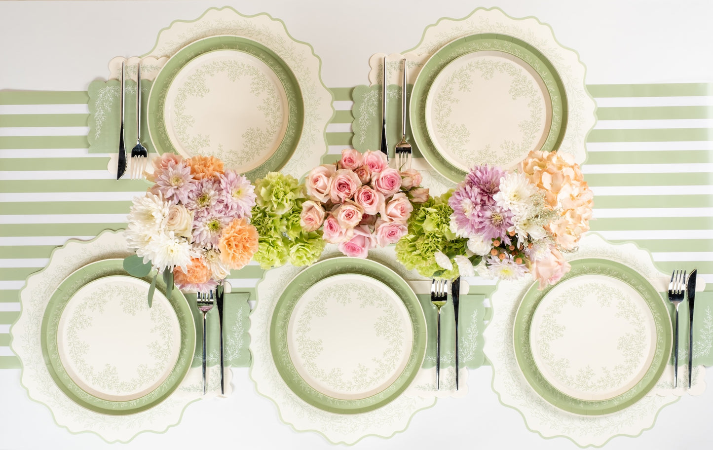 Floral Elegance Sage Dessert Plates