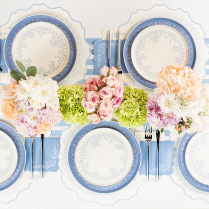 Dusty Blue Striped Table Runners- Pre Order Ships January 20th