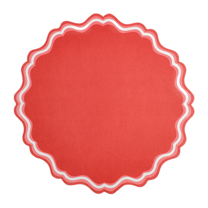 MCL23-PL2- Bright Red Fancy Scallop Paper Placemats
